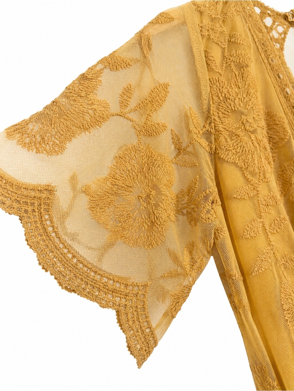 Honey Punch Women’s Mustard Lace Maxi Dress/Romper, Size Small - Picture 7 of 8